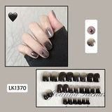 Wjczt 24p Artifical Fake Nails Full Coverage False Nails White Clouds French Long Wearing Reusable Nail Coffin Ballerina Press on Nail