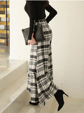 Wjczt Slim Office Korean Plaid Pant High Waist Trousers Capris 2023 New Fashion Women Casual Wide Leg Pants Female Autumn Winter