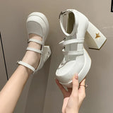 Wjczt  10cm taller Mary Jane shoes for women Spring and Autumn Star Moon niche sweet cool spicy girl punk high heels Lolita shoes