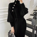 Wjczt Plus Size 5XL 150KG Women Autumn Winter Knitted Dress Turtleneck Sexy High Elastic Oversized Sweater Dress knit Warm Long Dress