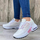 Wjczt Sneakers  New Fashion Wedge Platform Plus Size Casual Sports Shoes Women Lace-up Mesh Breathable Women's Vulcanized Shoes