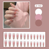 Wjczt 24P Nail Art Fake Nails Japanese Ballerina Press on Nails Set Diamond Streamer Flash Fly Butterfly Seamless Removable False Nail