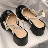 Wjczt Mary Janes Platform Shoes Summer Buckle Bow Round Toe Sweet Casual Shoes Lolita Hollow Fairy Elegant Sandals Woman Shoes