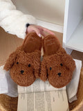 Wjczt Cotton Slippers For Women Puppy Slippers Winter Cute Dog Bedroom For Couples Home Slipper Warm And Non Slip And Furry Shoes