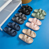 Wjczt Buckle Thick Platform Slippers Women Summer Beach Eva Soft Sole Slides Sandals Woman Indoor Bathroom Anti-Slip Cloud Slipper