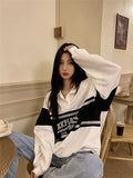 Wjczt Vintage Hoodies Pullovers Women Streetwear Oversized Streetwear Autumn Korean Fashion Long Sleeve Top Casual Sweatshirts