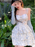 Wjczt Floral Sexy Slip Dress Women Chic Elegant Casual Party Dresses Female Beach Korean Fashion Holiday Summer Dresses Trend 2024 New