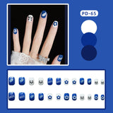 Wjczt 24Pcs/Box Nail Art Fake Short Ballet Wearable Fake Nails press on Square Coffin Head Full Cover Detachable Finished Fingernails