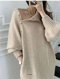 Wjczt Plus Size 5XL 150KG Women Autumn Winter Knitted Dress Turtleneck Sexy High Elastic Oversized Sweater Dress knit Warm Long Dress