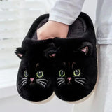 Wjczt Cute Cat Slippers Fluffy Furry Women Home Platform Slippers Men Winter Plush Slides Indoor Fuzzy Slippers Lovely Cotton Shoes