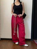 Wjczt   Y2k Kpop Red Sweatpants Women Baggy Harajuku Korean Hip Hop Style Wide Leg Jogger Pants Streetwear Oversized Aesthetic