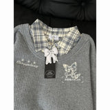 Wjczt Plaid Polo Shirt with Texture and a Collared Sweatshirt for Women Featuring an INS and Plush Korean Version