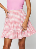 Wjczt Preppy Style High Waist Plaid Skirts For Women Summer  Fashion A-Line Sweet Short Skirt Young Female Casual Sexy Mini Skirts