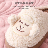 Wjczt Women Warm Fluffy Slippers Thick Sole Home Lover Winter Shoes Cute Cartoon Ear Soft Plush Platform Female Male Indoor Slipper