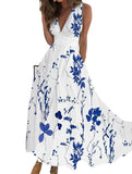 Summer Women Dress 2025 Elegant Party Sleeveless Long Dress Robe Sexy Bohemian Print Dresses Vestidos Casual Swing Sundress