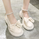 Wjczt Women Thick Platform Mary Janes Lolita Shoes Party Pumps Summer New Sandals Bow Chain Mujer Shoes Fashion Oxford Zapatos