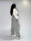 Wjczt Casual Gray Sweatpants Women Wide Leg Black Joggers Classic Baggy Streetwear Female Oversized Sports Trousers All-match