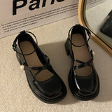 Wjczt Women Loafers Retro Brown Mary Jane Shoes Women Thick Heels Ankle Buckle Lolita Shoes Woman Uniform Pu Leather Pumps Shoe Female