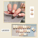 Wjczt 24p Artifical Fake Nails Full Coverage False Nails White Clouds French Long Wearing Reusable Nail Coffin Ballerina Press on Nail