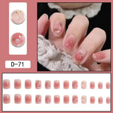 Wjczt 24Pcs nail art fake nails French microd rilling simple Full Seamless Removable False Nail Ballerina Press On Nails Art Tips Set