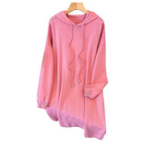 Wjczt 155Kg Plus Size Women's Bust 160 Spring Autumn New Loose Hooded A-Line Sweater Dress Black Pink 5XL 6XL 7XL 8XL 9XL 10XL