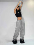 Wjczt Casual Gray Sweatpants Women Wide Leg Black Joggers Classic Baggy Streetwear Female Oversized Sports Trousers All-match