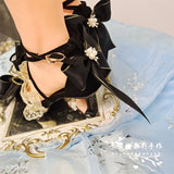 Wjczt Sexy Lady Summer Black Strap Lace Bowknot Victoria Lolita Shoes Gothic Cool Girls Pointed Sandals High Heel Cosplay Lolita Shoes