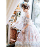 Wjczt Japanese sweet lace floral embroidered Princess dress Girl Cute pre-party Victorian Lolita dress