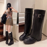 Wjczt Hot girl design sense 2024 new long tube boots thick soled knight boots fashionable retro high tube pants tube boots for women