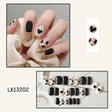 Wjczt 24p Artifical Fake Nails Full Coverage False Nails White Clouds French Long Wearing Reusable Nail Coffin Ballerina Press on Nail