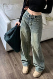 Wjczt Y2K Baggy Casual Wide Leg Jeans Women Streetwear All-Match Washed Denim Trousers Female Vintage 90S High Waist Straight Pants