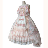 Wjczt Japanese sweet lace floral embroidered Princess dress Girl Cute pre-party Victorian Lolita dress