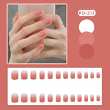 Wjczt 24Pcs/Box Nail Art Fake Short Ballet Wearable Fake Nails press on Square Coffin Head Full Cover Detachable Finished Fingernails