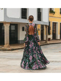 Wjczt Sexy Backless Bohemian Print Dress Maxi Dress Women's Travel Holiday Backless Floor-length Dress Daisy-print Beach Party Dress