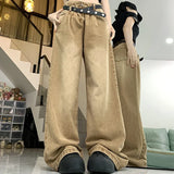 Wjczt Woman American High Waist 2000s Y2k Jeans Female 90s Vintage Designer Baggy Pants Girls Harajuku Fashion Brown Denim Trousers