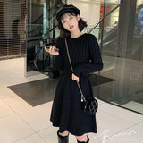 Wjczt Autumn Winter Women New Korean Twist Sweater Dress Female O-neck A-line Vestidos Ladies Long Sleeve Knit Dresses M301