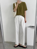 Wjczt Summer Versatile White Pants Spring/Summer Good Model Look Straight Leg Loose Slimming Tofu Pants Casual Straight Pants Trousers