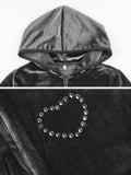 Wjczt   Y2K Women Gray Jackets Velvet Casual Sweatshirt Harajuku Streetwear Zippers Pockets Hooded Coats Vintage Autumn Cloth