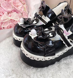 Wjczt Lolita Sweet Cute Women's Round Toe High Heels Spring and Autumn Japanese Style Fashion All-Match Bow Buckle Ladies High Heels