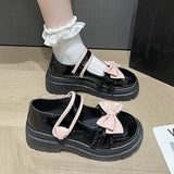 Wjczt Kawaii Bowtie White Lolita Shoes Women Autumn Japan Style Platform Mary Jane Shoes Woman Patent Leather Thick Heels Pumps