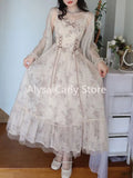 Wjczt Vintage Elegant Floral Dress Women Sweet Ruffles Mesh Fairy Strap Dress Female 2024 Summer Court Retro Evening Party Dress Sexy