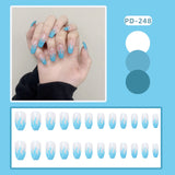 Wjczt 24Pcs/Box Nail Art Fake Short Ballet Wearable Fake Nails press on Square Coffin Head Full Cover Detachable Finished Fingernails