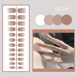 Wjczt 24Pcs/Set Long Round Head Bright Solid Color Press On Acrylic Nail Art Fake Nails Finished Wearing Manicure Reusable False Nails