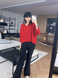 Wjczt Korean style Long Sleeve Sweater Autumn Winter New Hooede Womens Clothing Pullover Tops Warm Fashion Women Knitwears