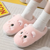 Wjczt Cute Cat Slippers Fluffy Furry Women Home Platform Slippers Men Winter Plush Slides Indoor Fuzzy Slippers Lovely Cotton Shoes