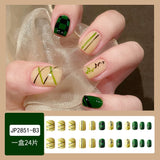 Wjczt 24Pcs/Box Nail Art Fake Short Ballet Wearable Fake Nails press on Square Coffin Head Full Cover Detachable Finished Fingernails