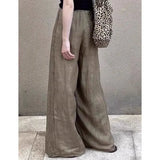 Wjczt Lightweight Cotton and Linen Wide-Leg Pants 2024 New Spring and Summer Loose Straight Slimming Mop Pants Women's Casual Pants