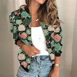 Wjczt High quality new women's fall new women's retro casual digital printing zipper short jacket