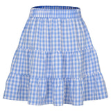 Wjczt Preppy Style High Waist Plaid Skirts For Women Summer  Fashion A-Line Sweet Short Skirt Young Female Casual Sexy Mini Skirts