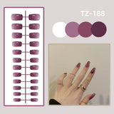 Wjczt 24Pcs/Set Long Round Head Bright Solid Color Press On Acrylic Nail Art Fake Nails Finished Wearing Manicure Reusable False Nails